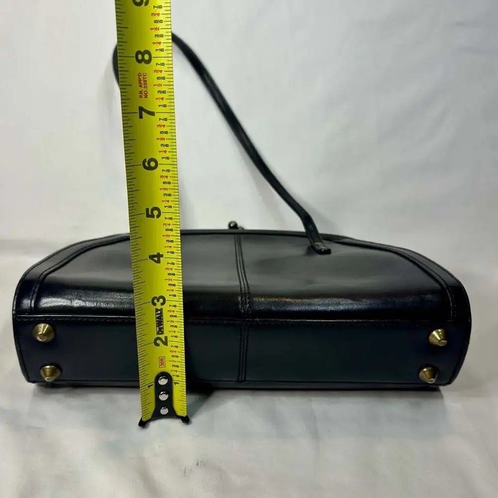 Fossil Forever Vintage Black Leather Kiss-Lock Shoulder Bag - Picture 8 of 10